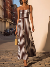 Maeyira Brown White Striped Maxi Dress Spaghetti Strap