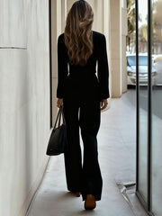 Maeyira Light Blue Two Piece Suit - Blazer and Wide Leg Pants Set