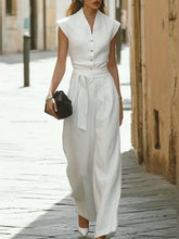 Maeyira Sleeveless Co-Ord Set - Elegant Self-Tie Belt & Slim Fit