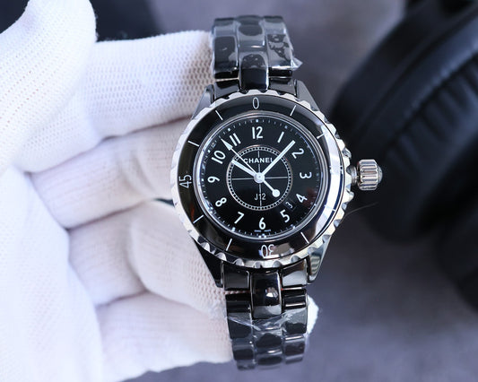 ** Chanel J12 Classic Swiss Movement Watch - 33mm, Diamond Markers, Waterproof
**