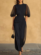 Maeyira Elegant 2-Piece Set - Sheer Sleeve Top & Wide Pants