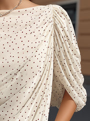 Maeyira Cream Polka Dot Blouse with Flowy Dolman Sleeves