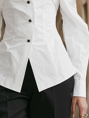 Maeyira Elegant White Off-Shoulder Blouse with Layered Ruffle Trim