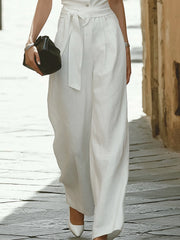 Maeyira Sleeveless Co-Ord Set - Elegant Self-Tie Belt & Slim Fit 