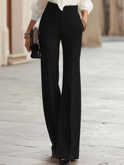 Maeyira White Ruffle Bow Blouse & Black Wide Leg Pants - 2pc Set