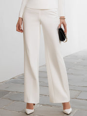 Maeyira White Cold-Shoulder Blouse and Wide-Leg Trousers Set
